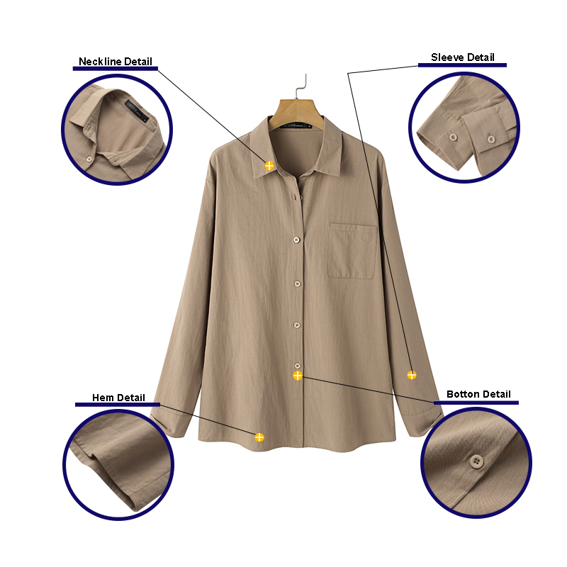 Áo Sơ Mi ZANZEA Dài Tay Cổ Bẻ Thời Trang Cho Nữ