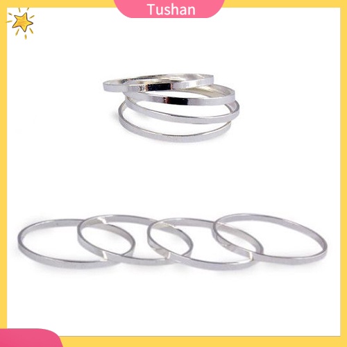 Bộ 5 nhẫn midi hợp kim kiểu dáng thời trang