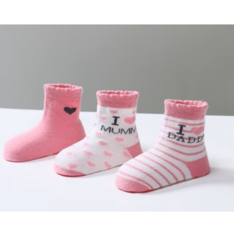 Set 3 đôi tất/ vớ cổ cao đế chống trượt MUMMY DADDY cho bé