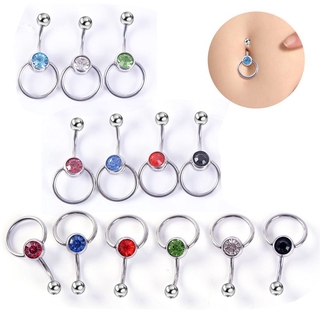 Khuyên rốn thép không gỉ đính đá q01580-bely