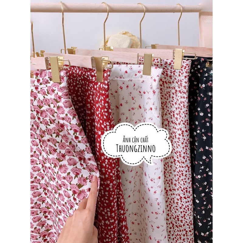 Chân váy hoa hai lớp Hàn Quốc dáng dài vintage loại đẹp - chân váy dài màu đen hoa nhỏ | BigBuy360 - bigbuy360.vn