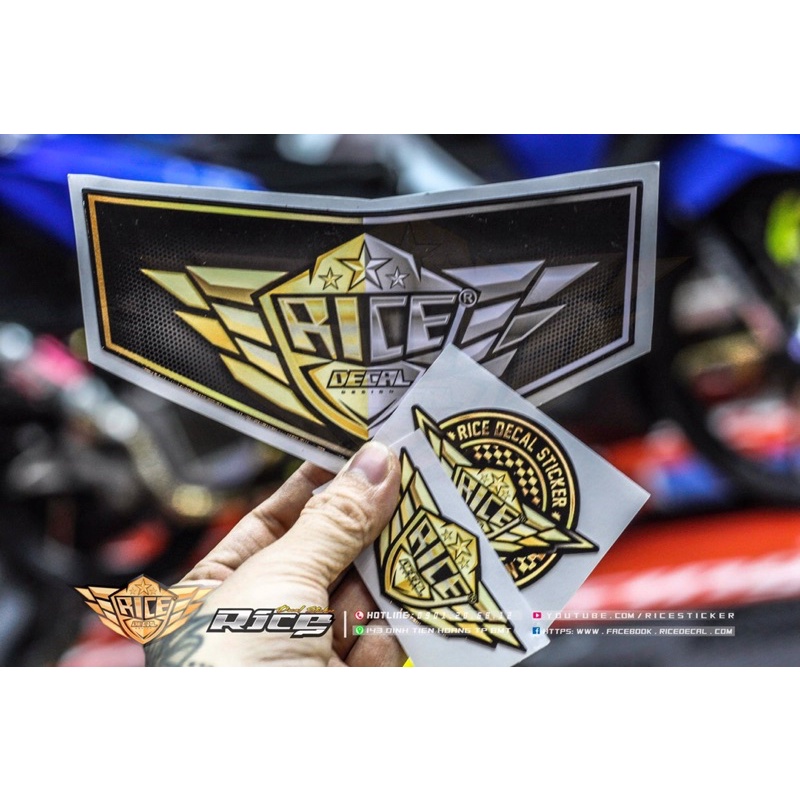 Tem Ricedecal®️ Dán đầu Srirus hello  Mẫu 2