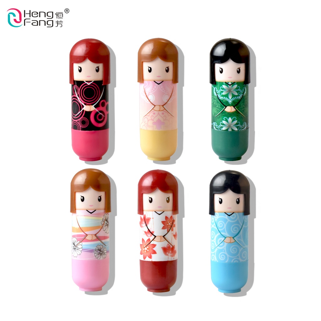 Son dưỡng môi HENGFANG X4211 chống nứt nẻ môi hình búp bê mặc kimono dễ thương xinh xắn 2.4g