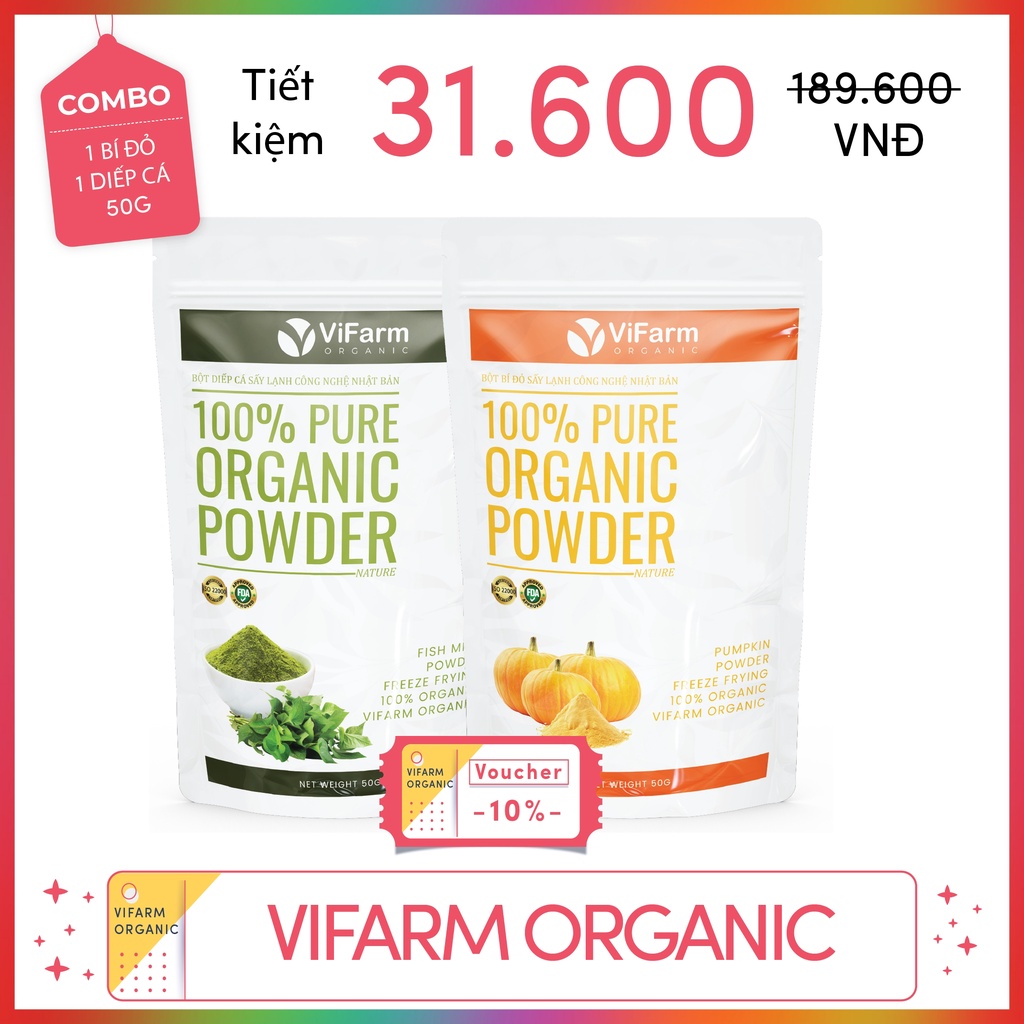Bột Bí Đỏ Nguyên Chất 100% ViFarm 50Gram
