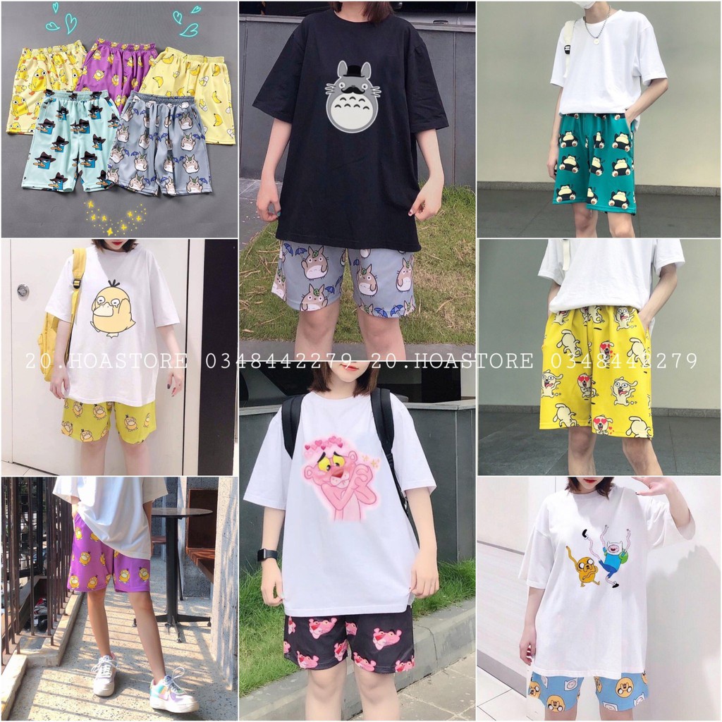 QUẦN SHORT CARTOON nam nữ UNISEX in hoạt hình ngắn 10 MÀU Ulzzang