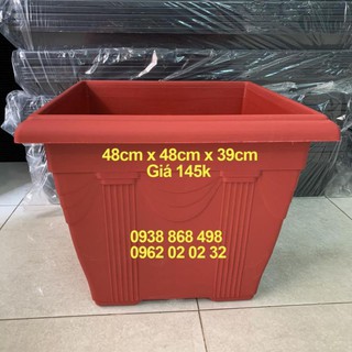 [LÀM VƯỜN] COMBO 2 CHẬU VUÔNG NHỰA CỠ LỚN 48CM X 48CM X 39CM