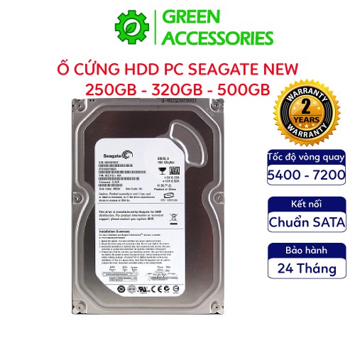 Ổ cứng HDD PC 500/320/250GB SEAGATE, chuẩn kết nối SATA II chính hãng loại mỏng, full bảo hành, NEW 100%