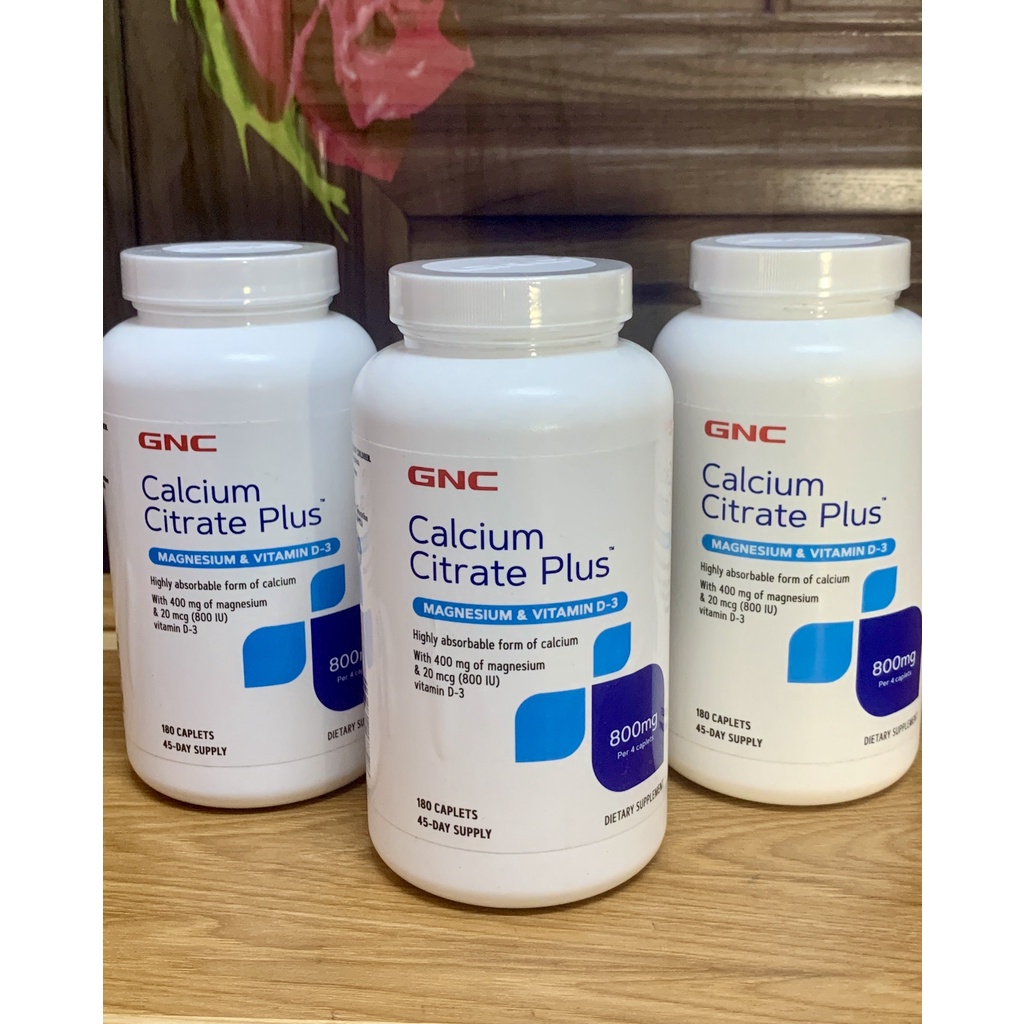 (HSD: 02/2025) 180 Viên Uống Bổ Sung Tổng Hợp GNC Calcium Citrate Plus™ Magnesium & Vitamin D-3 800 mg