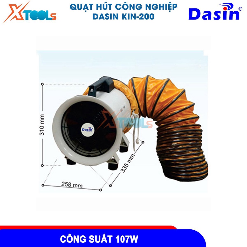 Quạt hút công nghiệp Dasin lưu lượng gió 25-66 m3/giờ tốc độ vòng quay 2900-2905 vòng/phút [CHÍNH HÃNG][XTOOLS]