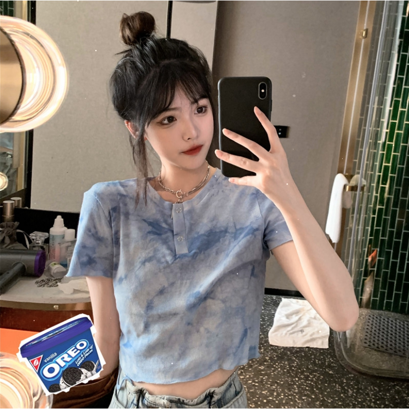 SUXI Áo thun tay ngắn thời trang mùa hè thiết kế dây rút cá tính cho nữ