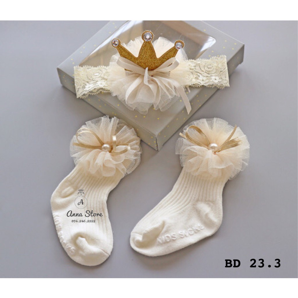 BDA 23 : Set tất kèm bằng đô công chúa cho bé