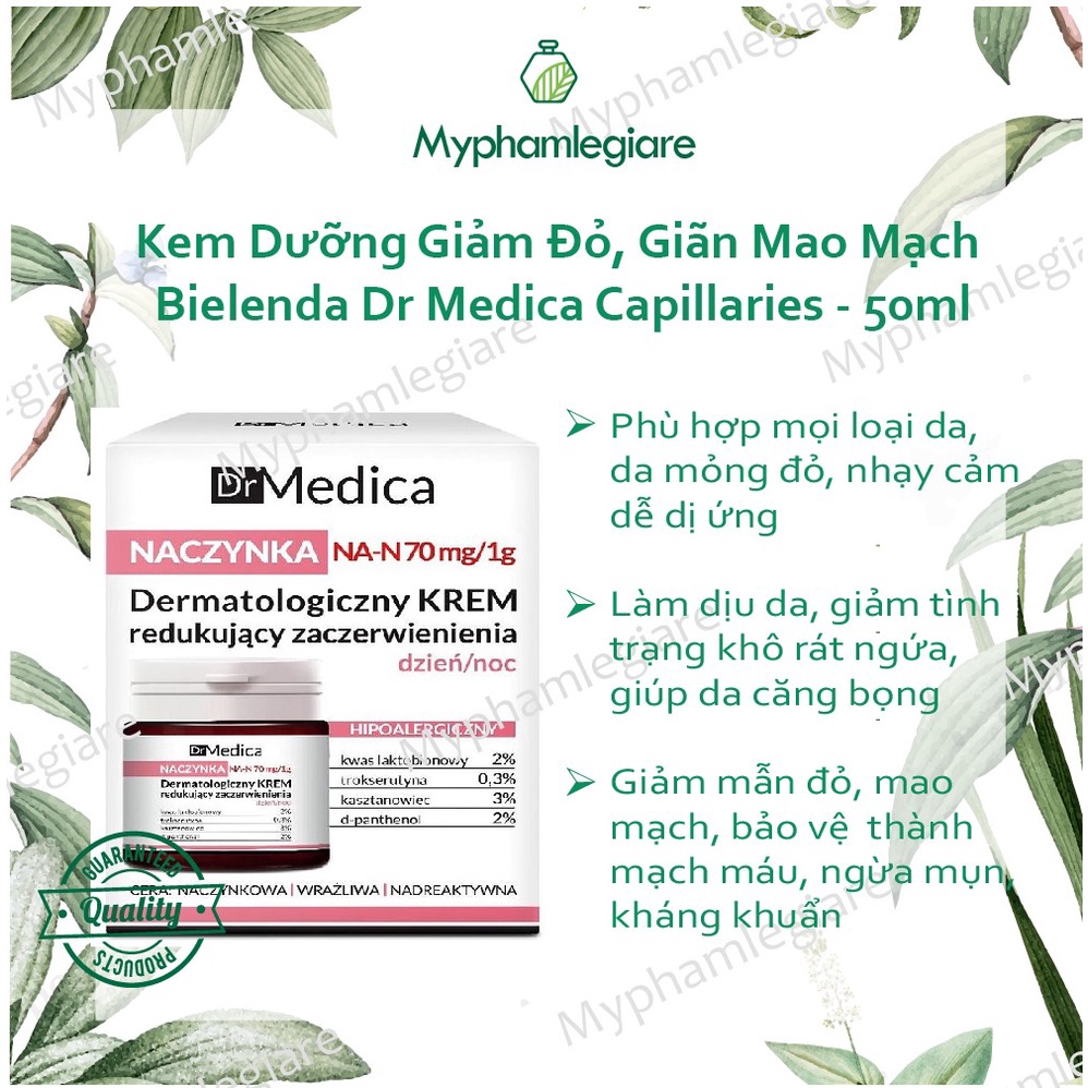 Kem dưỡng Bielenda Dr Medica Capillaries giảm đỏ, giãn mao mạch