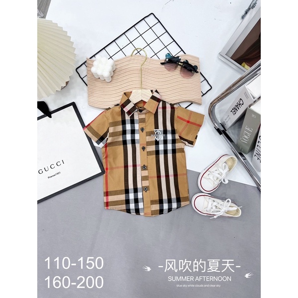 Áo sơ mi kẻ cho các bé trai đi học