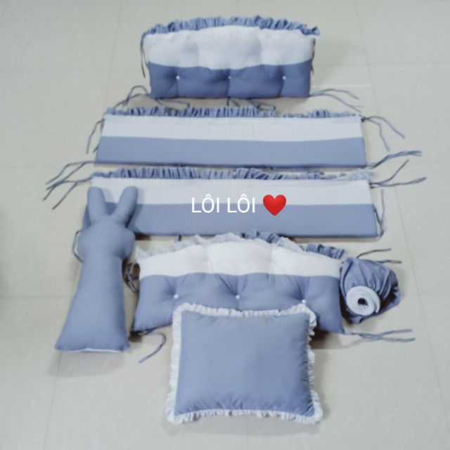 Combo quây cũi, ga chun, gối, thỏ