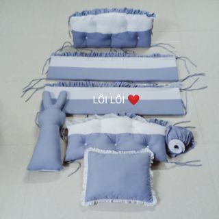 Combo quây cũi, ga chun, gối, thỏ
