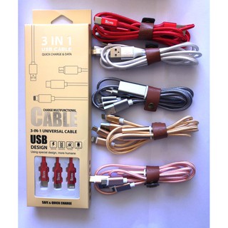 Dây cáp sạc ba đầu Micro usb, Type-C, Lightning bọc dù cao cấp chính hãng Bewo
