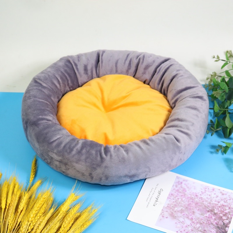 (TẶNG GỐI NẰM) Ổ NỆM TRÒN DÀNH CHO CHÓ MÈO SIZE 35CM - 45CM