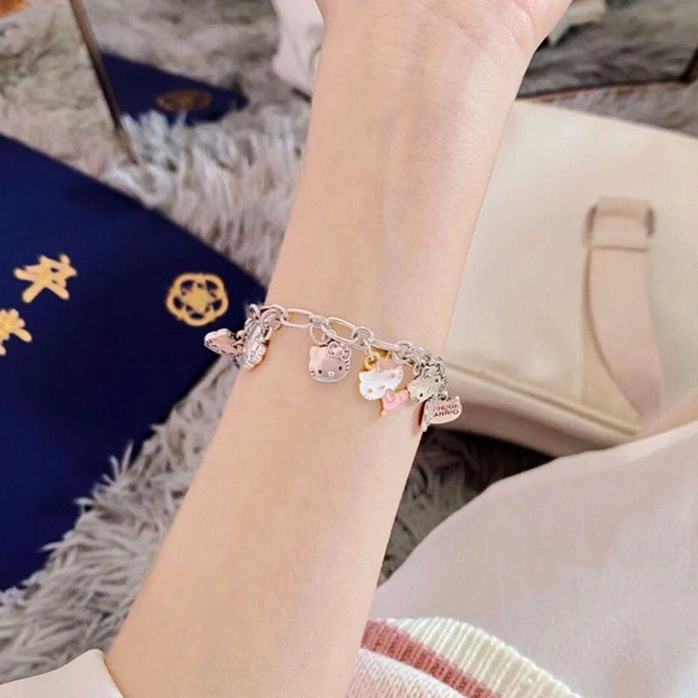 Vòng Tay Hai Lớp Họa Tiết Mèo Hello Kitty Đơn Giản Phong Cách Hàn Quốc