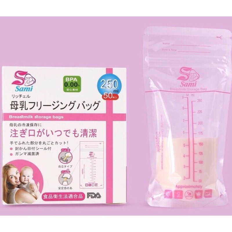 Túi Trữ Sữa Sami 250ml Hộp 50 Túi