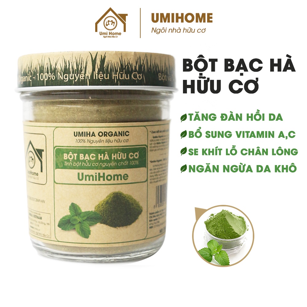 Bột đắp mặt nạ Bạc Hà nguyên chất UMIHOME 135g loại bỏ mụn trứng cá, se khít lỗ chân lông, dưỡng hồng da