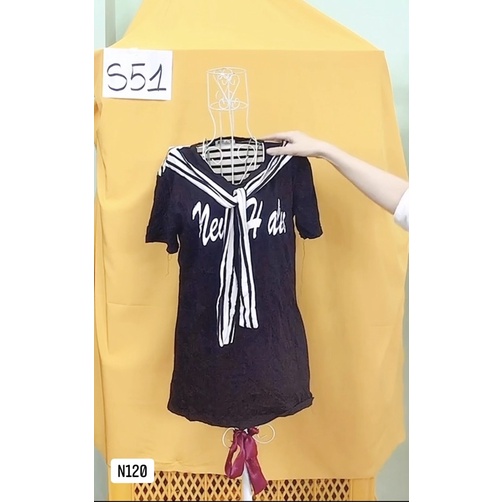 áo thun đen cột nơ sọc thuỷ thủ.S51