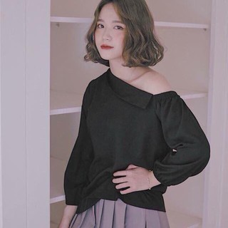 Áo sơ mi lệch vai trơn