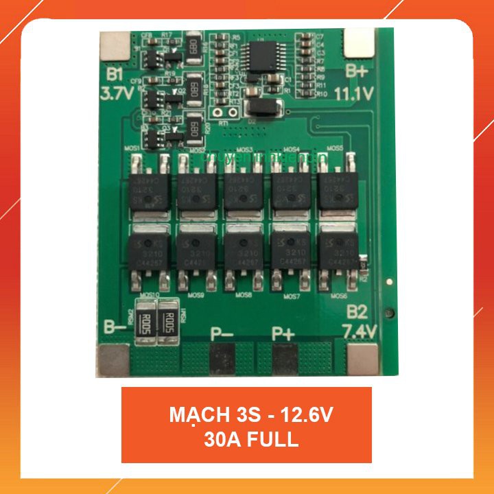 Mạch 3S 12V 30A Full, dùng IC điều khiển sạc cân bằng và bảo vệ pin Li-ion 3.7V. (A059)