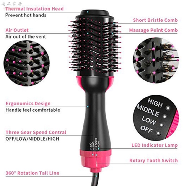 Lược Điện Chính Hãng ONE STEP, Lược Sấy Cụp Tóc Tại Nhà - Kiêm Máy Sấy Khí Tạo Phồng - Đa Năng - Bảo Hành 12 Tháng