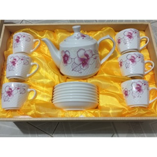 Quà tặng-bộ ấm chén sứ Hàn Quốc hoa hồng