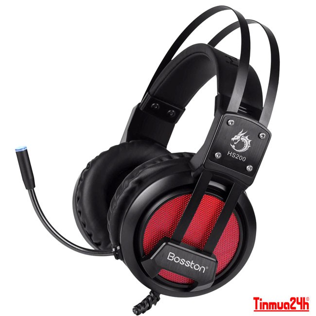 ai Nghe Gaming Chụp Tai Headphone Có Dây BOSSTON HS-200 - Tai Nghe Nhạc Có Mic Máy Vi Tính Laptop