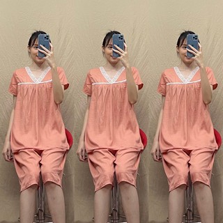Bộ đồ bầu thời trang mặc nhà chất đũi mềm mát