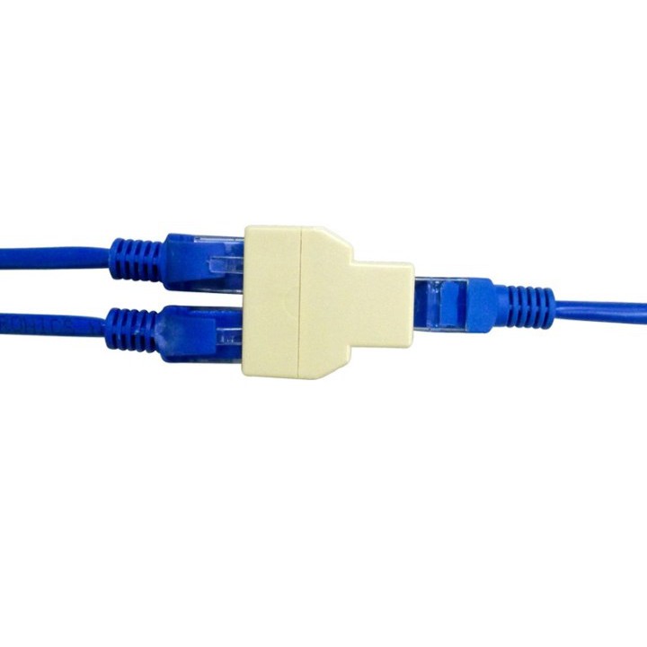 Đầu Nối Dây Mạng Rj45 1 Ra 2 (Trắng) - Đầu Chia Rj45 1 Ra 2 - Không Thể Dùng Đồng Thời Cả 2
