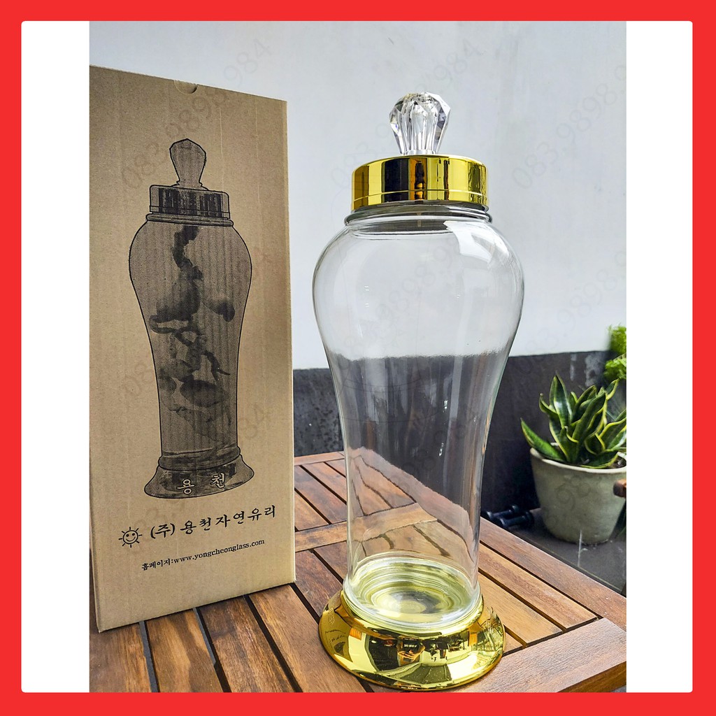 Bình thủy tinh Ngâm rượu 3,5L HÀN QUỐC YongCheon Bầu (Nắp có núm) No90. Hàng cao cấp - Phóng to sâm - Bảo vệ sức khỏe. | BigBuy360 - bigbuy360.vn