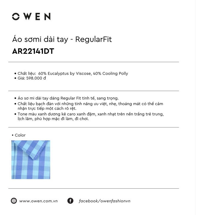 OWEN - Áo sơ mi dài tay Owen Slimfit chất sợi tre kẻ ngang xám xanh 23314 | BigBuy360 - bigbuy360.vn