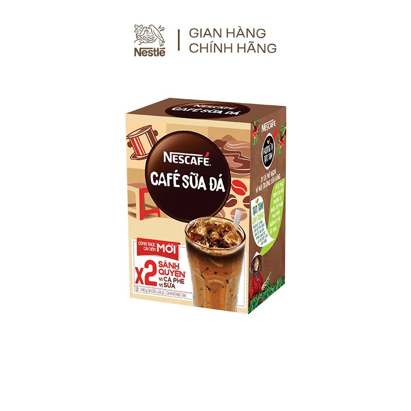 Combo 4 Nescafé: 2 hộp cà phê sữa đá (hộp 10 gói x 24g) + 2 hộp café Việt đen đá (hộp 15 gói x 16g)