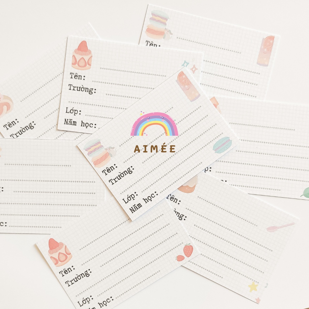 Set 12 nhãn vở dễ thương phong cách Hàn Quốc |design by Aimée|