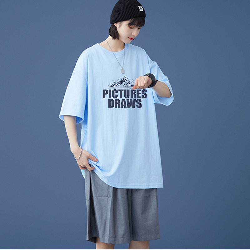 Áo thun nam nữ unisex tay lỡ PICTURES DRAWS basic tee phông form rộng oversize 2 màu trắng và đen cotton dáng xuông