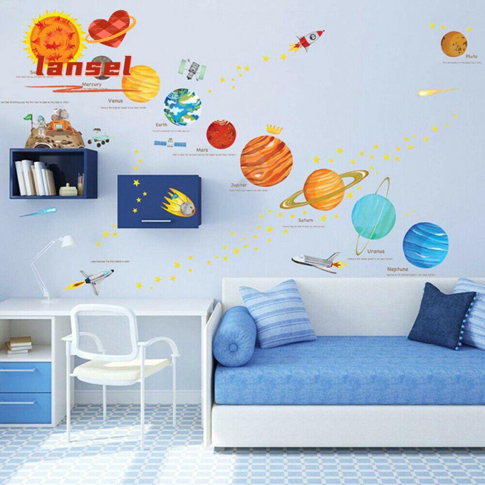 Miếng dán tường tự dính hình hành tinh hệ mặt trời sáng tạo trang trí cho nhà cửa