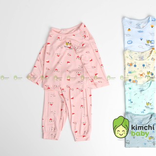 Đồ Bộ Bé Gái, Bé Trai UNCHI  Vải Thun Lạnh Petit Họa Tiết Động Vật Dễ Thương, Quần Áo Sơ Sinh Thu Đông Cho Bé UNTD2102