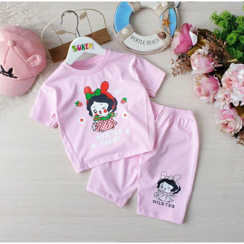 Bộ tay lửng cotton mềm mịn HÀNG BÁN SHOP CAO CẤP cho bé gái 9-35kg