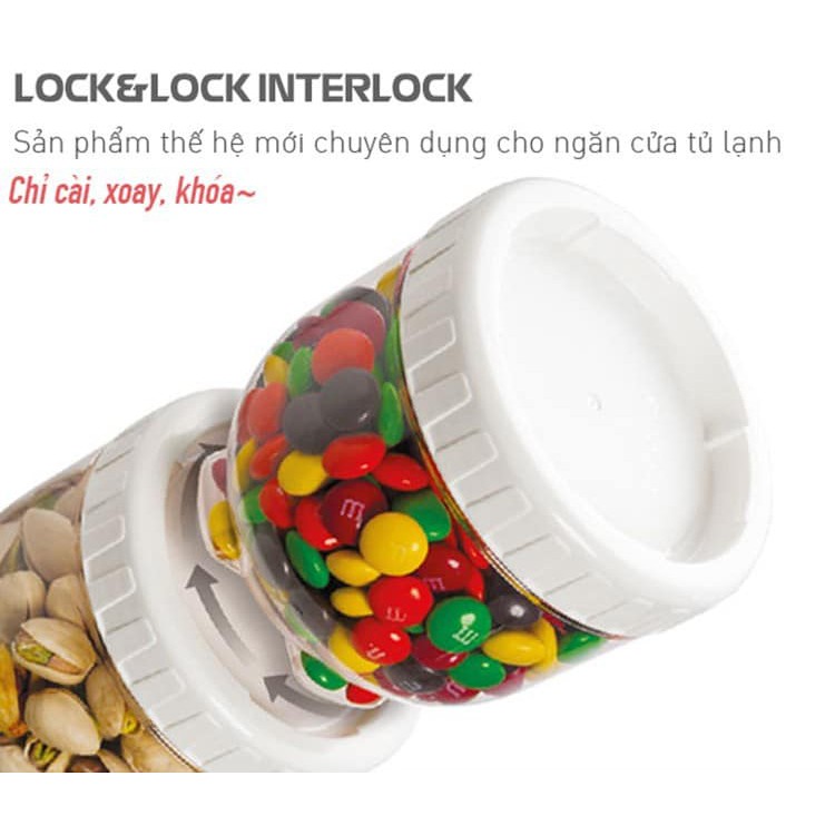 BỘ 9 HỘP INTERLOCK INL302S9 - Nắp trắng (0.5L-1L-1.6L) Locknlock Chính Hãng