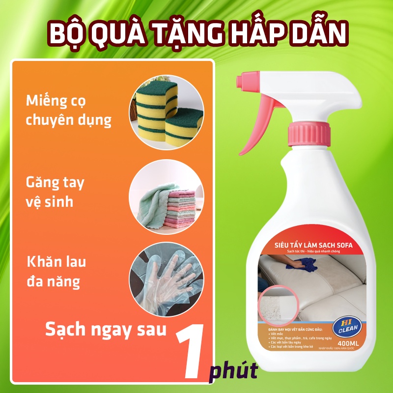 Combo Khử Mùi Toilet và Vệ Sinh Ghế Sofa Da Hiclean, Nhập Khẩu Hàn Quốc - Hiệu quả tức thì