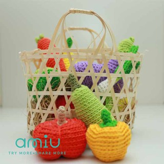 Bộ đồ chơi RAU CỦ QUẢ 14 chi tiết – Quà tặng amigurumi cao cấp cho bé – Đồ chơi nhồi bông an toàn