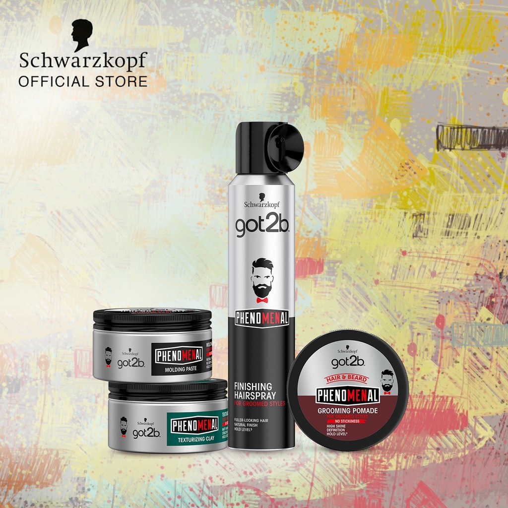 Combo sáp vuốt tóc Schwarzkopf Got2B Phenomenal Texturizing Clay 100ml và keo xịt tóc Finishing Hairspray 200ml