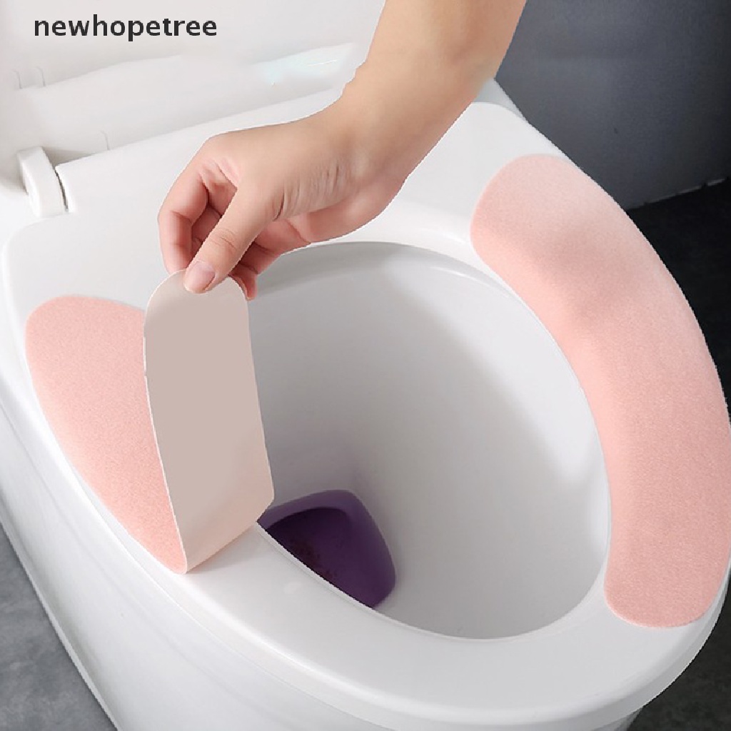 newhopetree 1 Pair Warmer Toilet Seat Mat Washable Cushion Sticker Crop Tiolet Seat Cover OIK