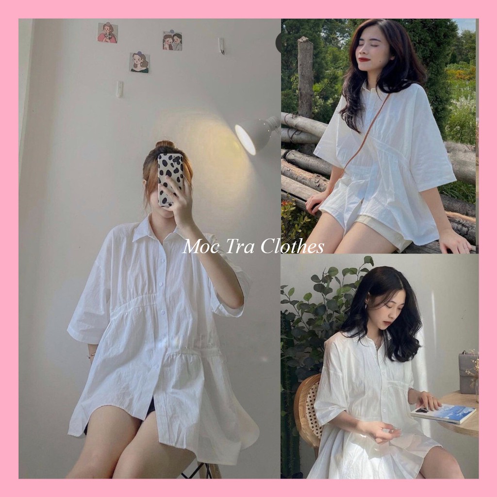 Áo kiểu nữ cổ bẻ vạt lệch tiểu thư siêu xinh, Áo sơ mi trắng nữ rẻ đẹp thích hợp đi dạo đi chơi