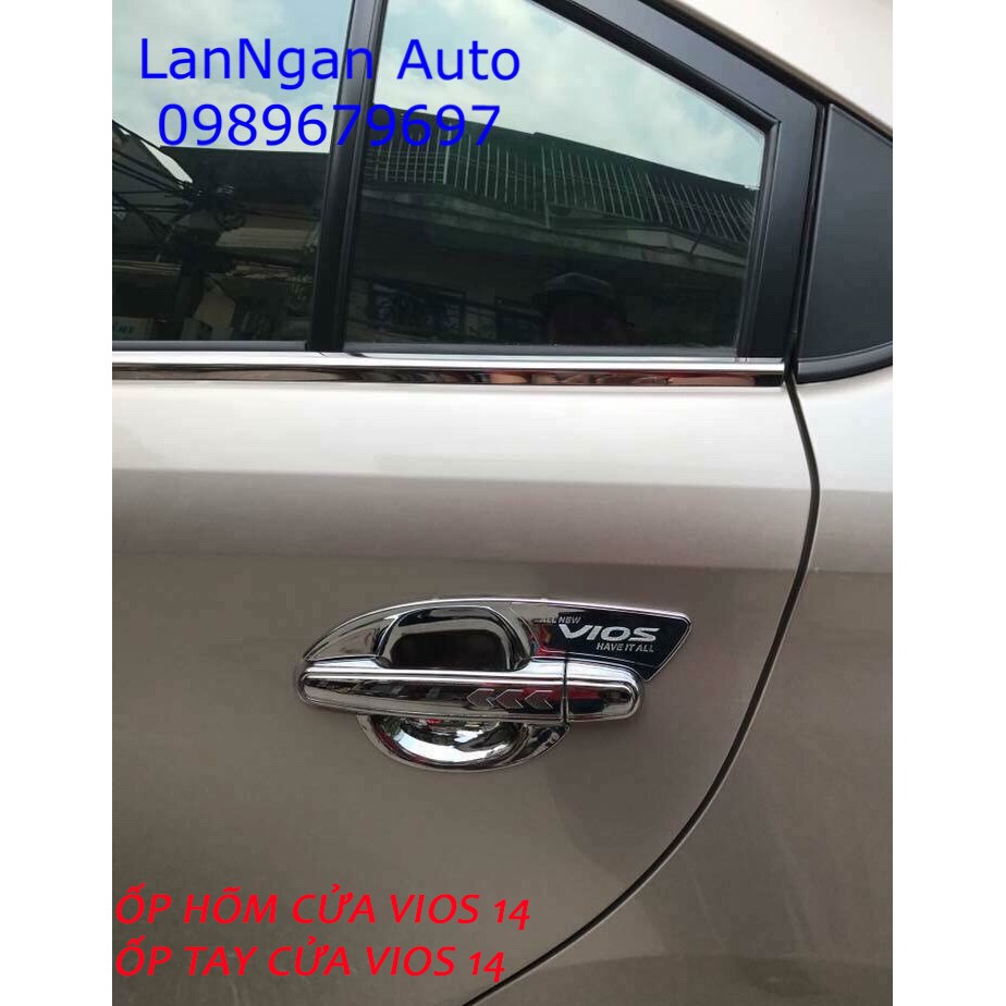 Ốp tay nắm cửa, hõm cửa ô tô Toyota Vios đời 2014 đến 2018 Mạ Crom