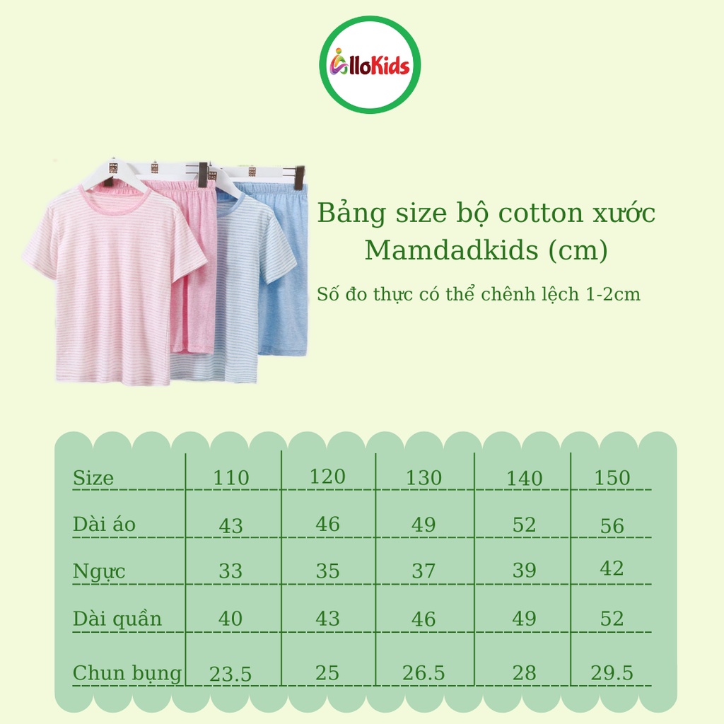 12-38kg Bộ cotton lửng thông hơi Mamdadkids cho bé trai-bé gái siêu thoáng mát