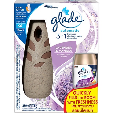 Bộ xịt thơm phòng tự động Glade kèm Hương Lavender &amp; Vanilla 175g (260ml)