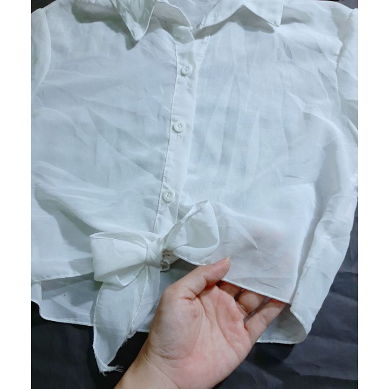 Sơ mi crop top voan 2hand